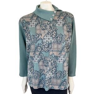 VTG ORBIT SPORT Groovy Split Neck Lightweight Retro Sweater  SZ XL